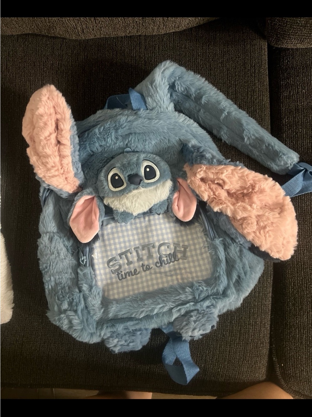 Disney Plush Stitch Backpack in Light Blue with Pink Ears